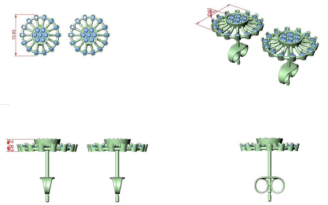 Diamond Stud Earrings CAD Files – 19 Models Mega Collection | 3DM & STL Download