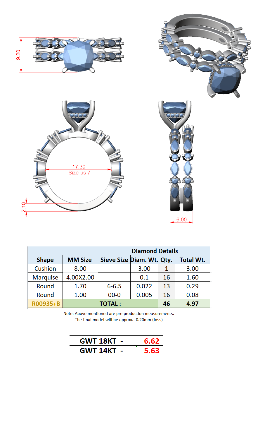 Cushion Cut Stackable Ring CAD Files – 3DM & STL Download