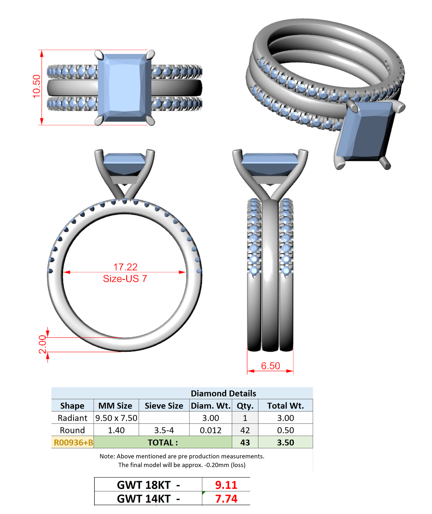 Radient Cut Stackable Ring CAD Files – 3DM & STL Download