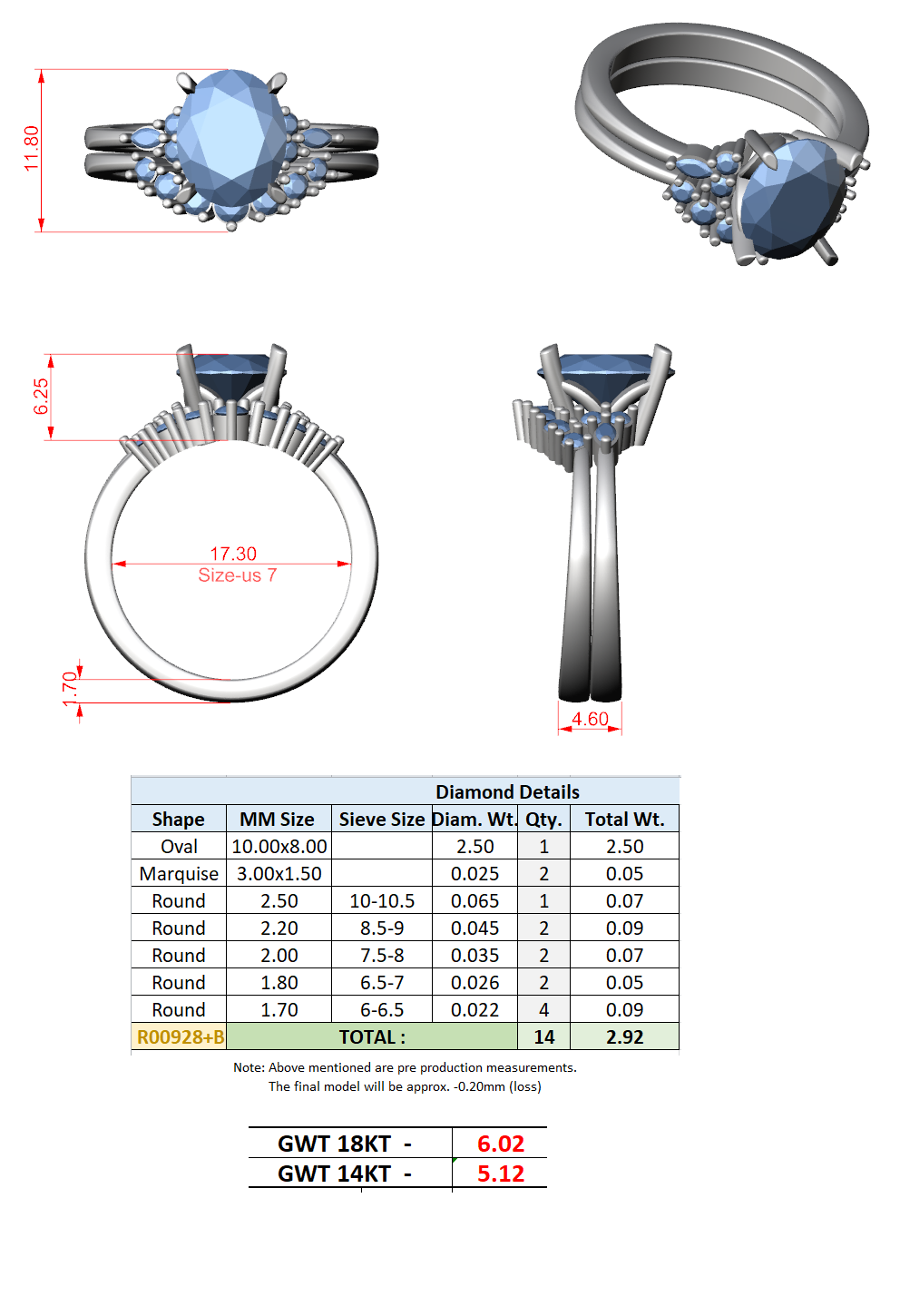Oval Cut Stackable Ring CAD Files – 3DM & STL Download With Rendered Images
