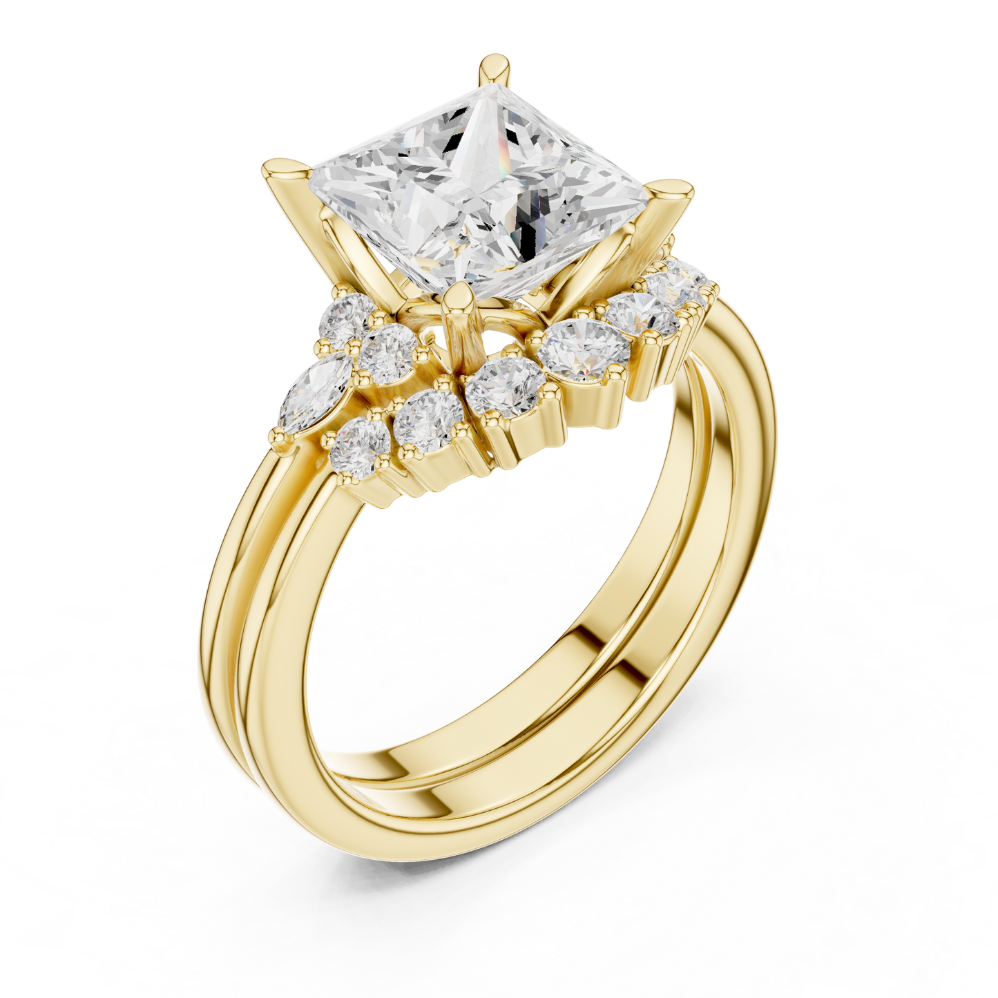 Princess Cut Stackable Ring CAD Files – 3DM & STL Download With Rendered Images