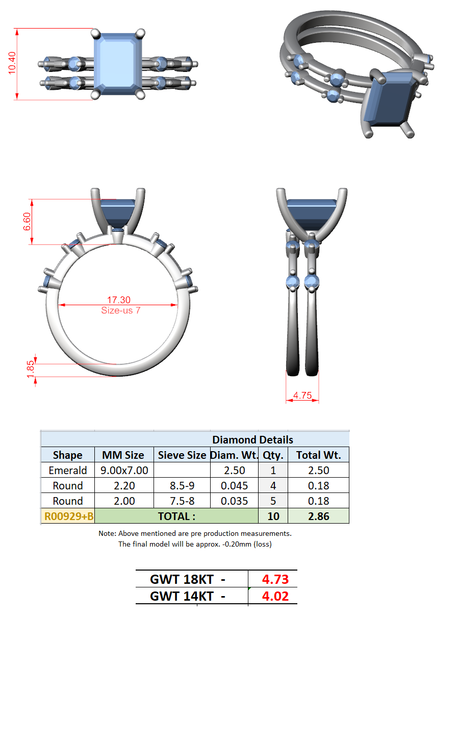 Emerald Cut Stackable Ring CAD Files – 3DM & STL Download