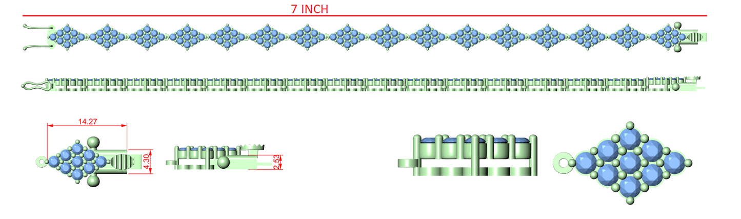 Diamond Tennis & Flexible Link Bracelet CAD Files – 14 Design Mega Collection | 3DM & STL Download