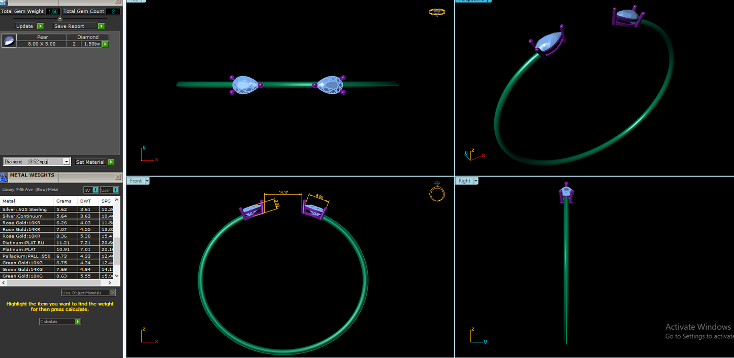 Women's Bangle CAD Files – Technical Collection with Gem & Metal Reports | 3DM & STL Download