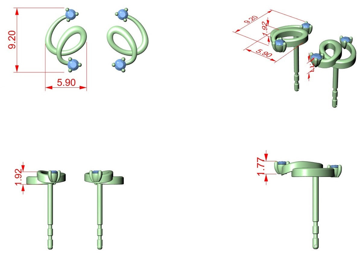 Diamond Stud Earrings CAD Files – 19 Models  Mega Collection | 3DM & STL Download