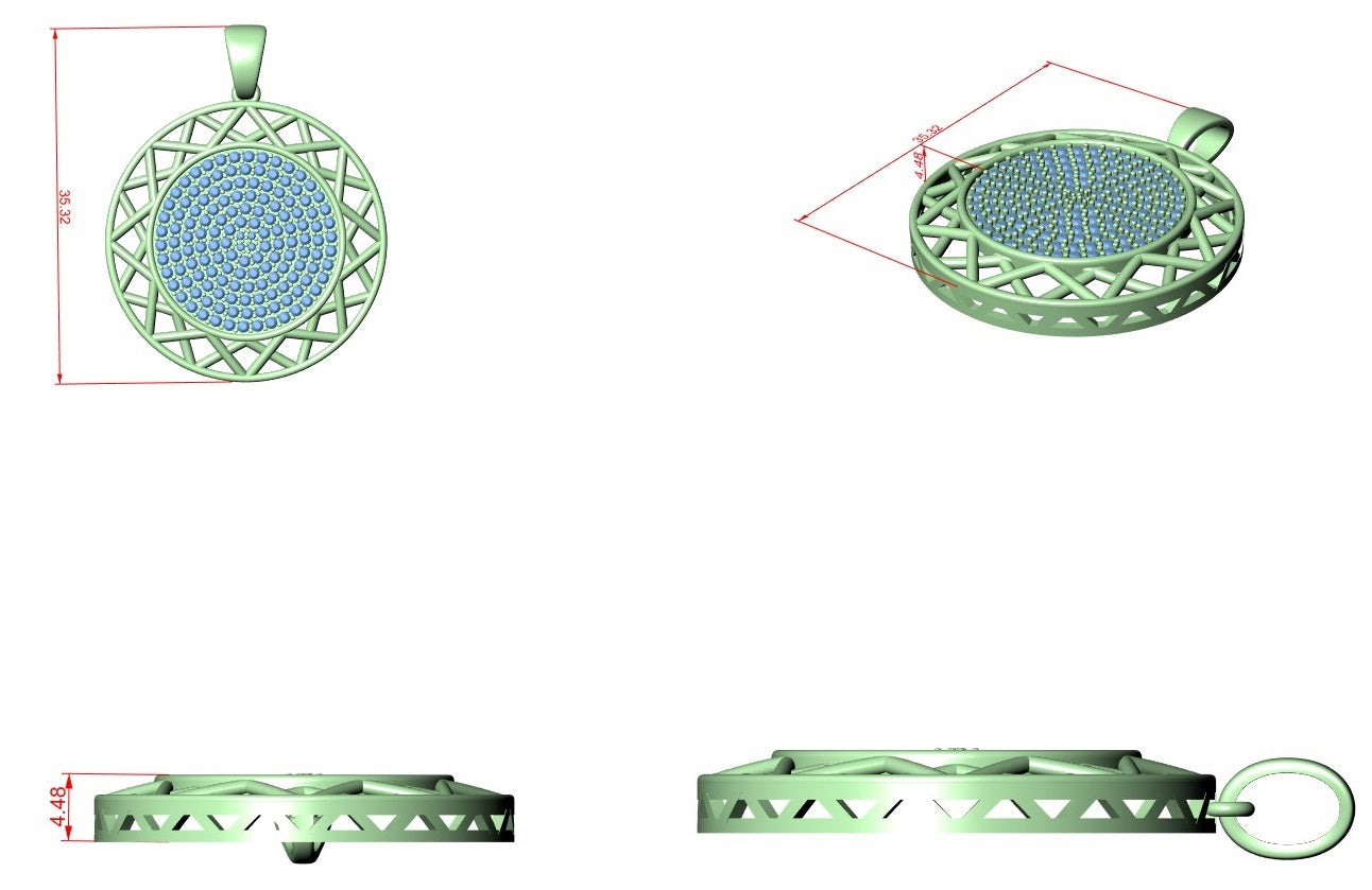Diamond Circle Pendant CAD File – 3D Printing Ready | 3DM & STL Download
