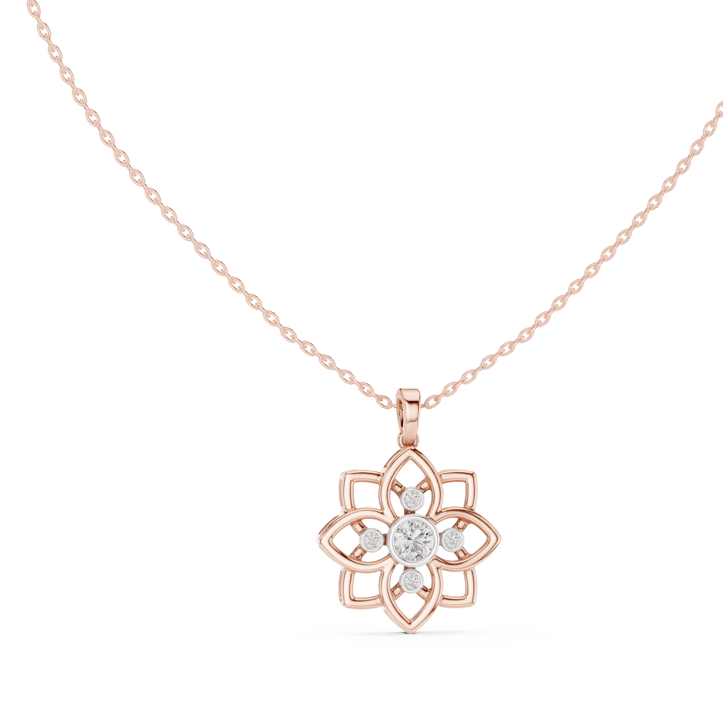 Diamond Flower Pendant CAD File – 3D Printing Ready | 3DM & STL Download