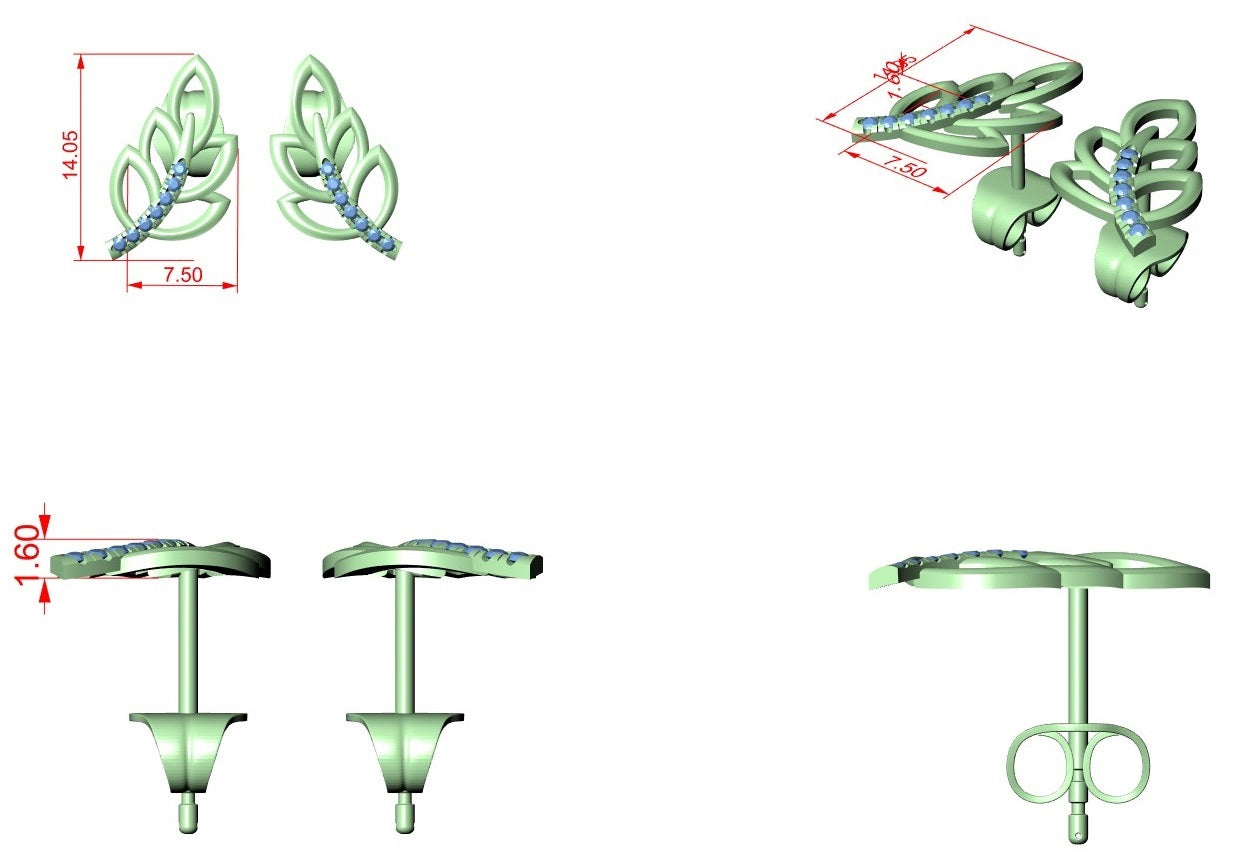 Diamond Stud Earrings CAD Files – 19 Models  Mega Collection | 3DM & STL Download