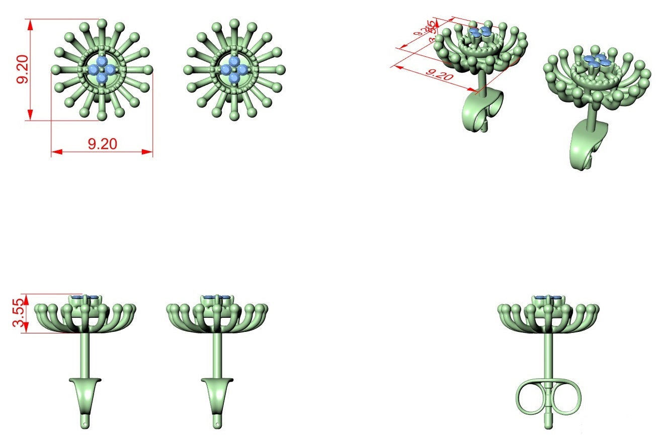 Diamond Stud Earrings CAD Files – 19 Models  Mega Collection | 3DM & STL Download