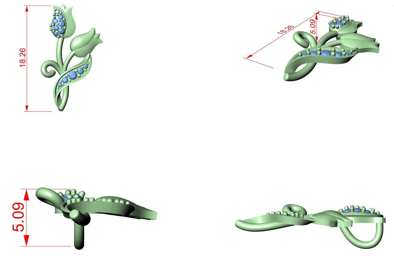 Diamond Rose Pendant CAD File – 3D Printing Ready | 3DM & STL Download