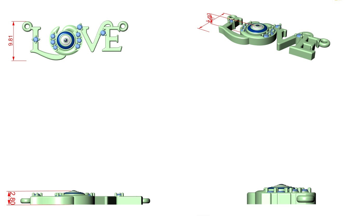 Love Pendant CAD File – For 3D Printing | 3DM & STL Download