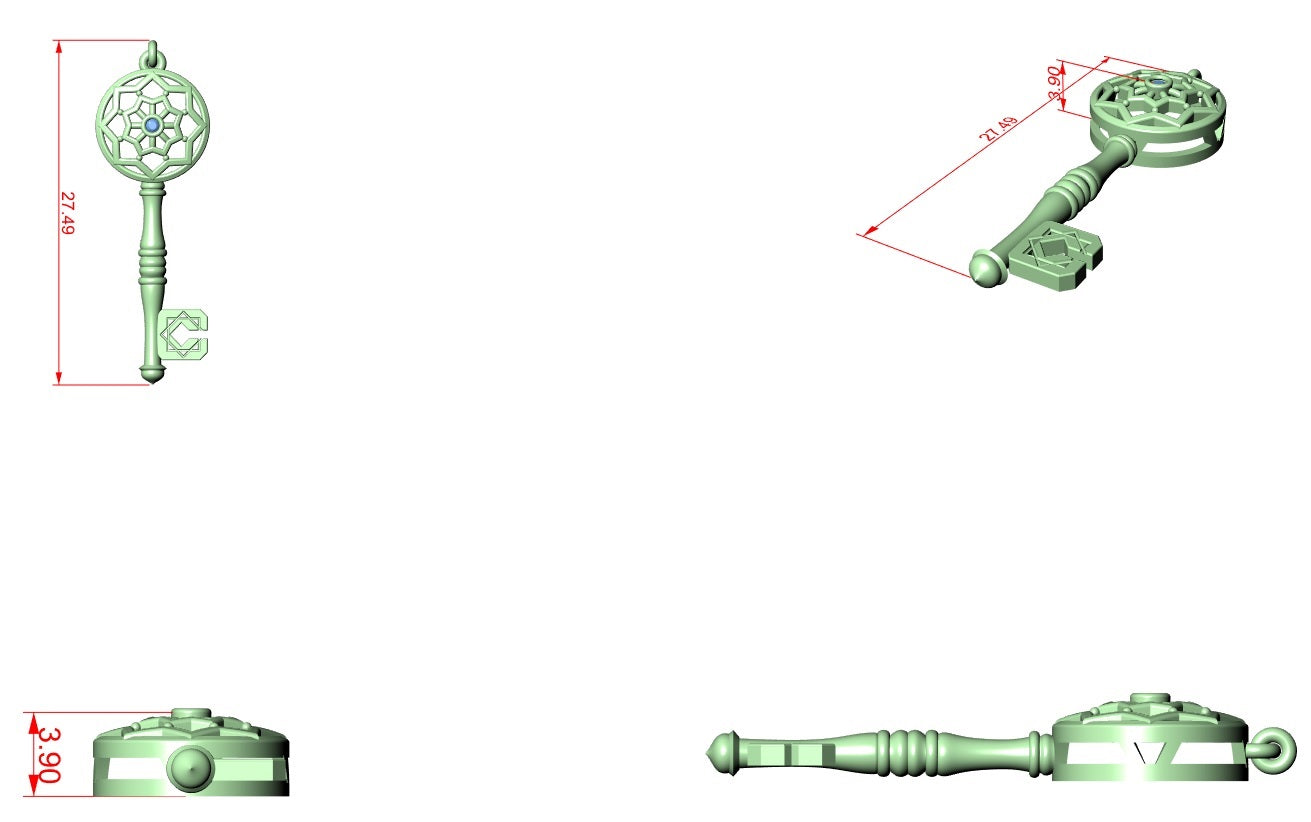 Diamond Key Pendant CAD File – 3D Printing Ready | 3DM & STL Download
