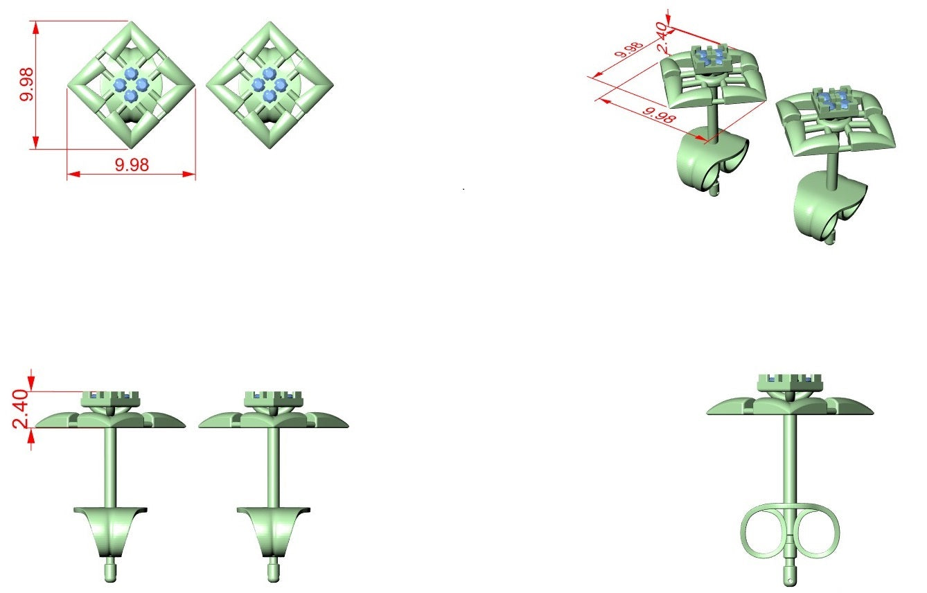 Diamond Stud Earrings CAD Files – 19 Models  Mega Collection | 3DM & STL Download