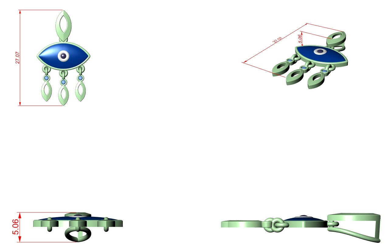 Free Diamond Eye Tassel Pendant CAD File – 3D Printing Ready | 3DM & STL Download