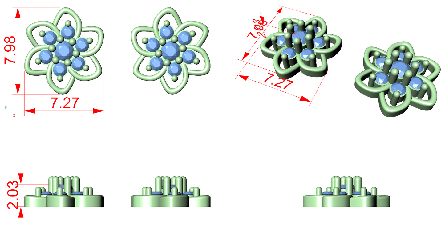 Diamond Stud Earrings CAD Files – 19 Models  Mega Collection | 3DM & STL Download