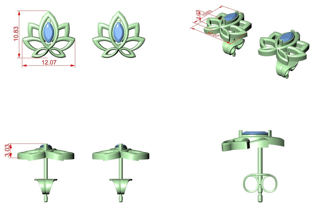 Diamond Stud Earrings CAD Files – 19 Models  Mega Collection | 3DM & STL Download