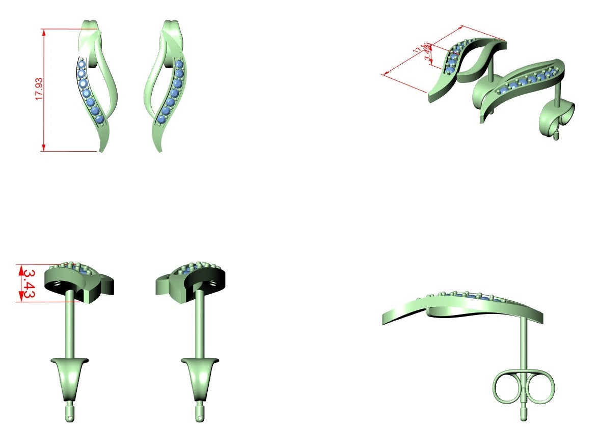 Diamond Stud Earrings CAD Files – 19 Models  Mega Collection | 3DM & STL Download