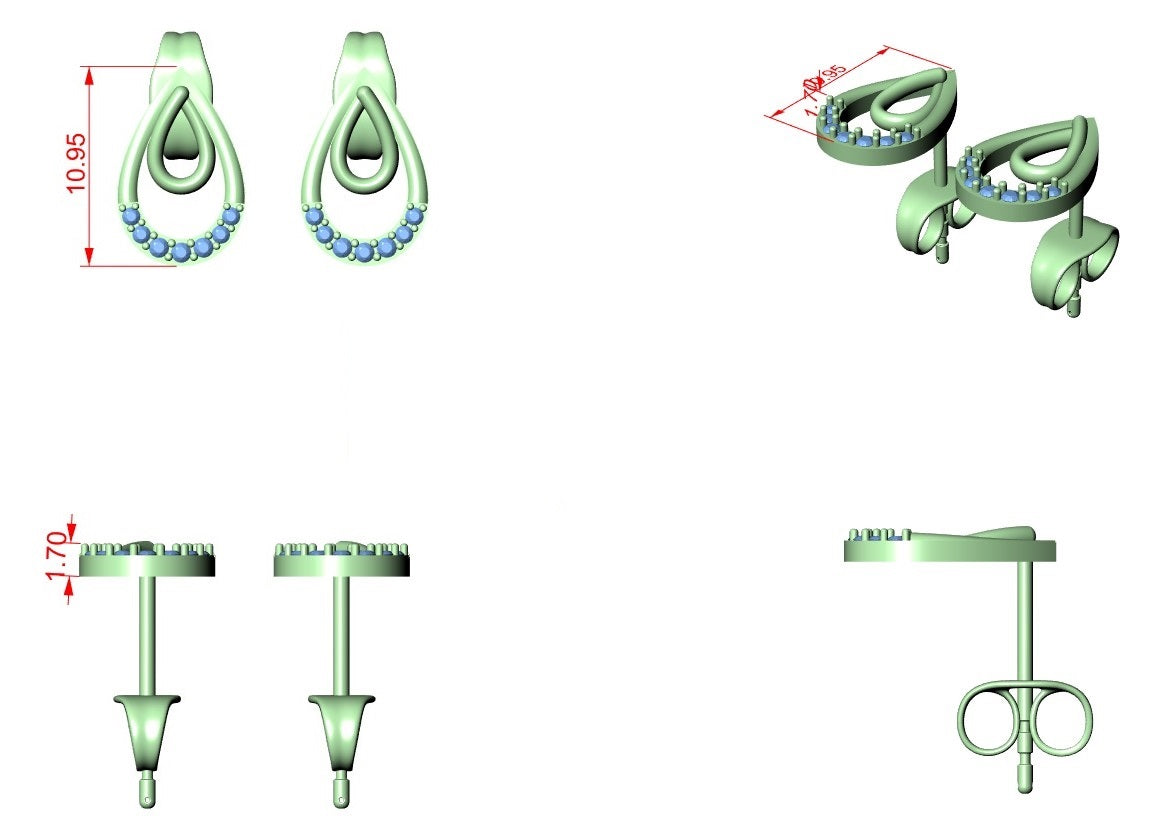 Diamond Stud Earrings CAD Files – 19 Models  Mega Collection | 3DM & STL Download