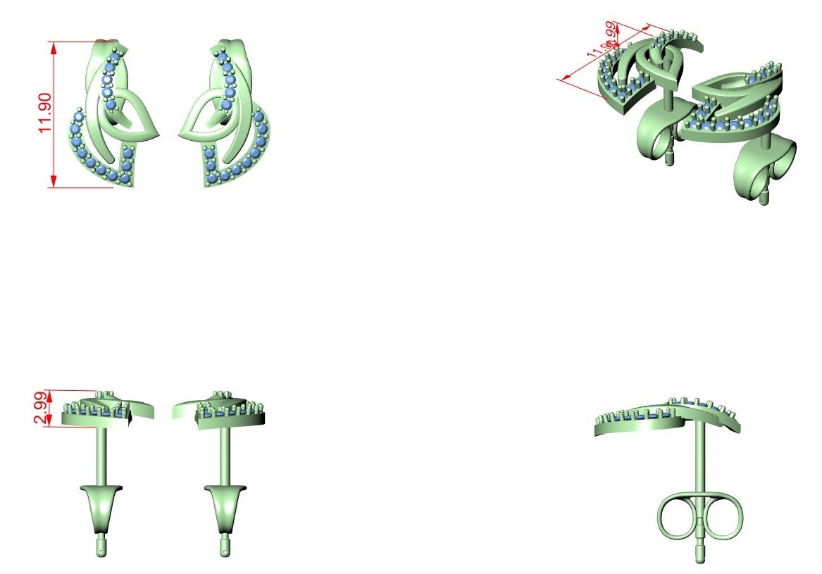 Diamond Stud Earrings CAD Files – 19 Models  Mega Collection | 3DM & STL Download