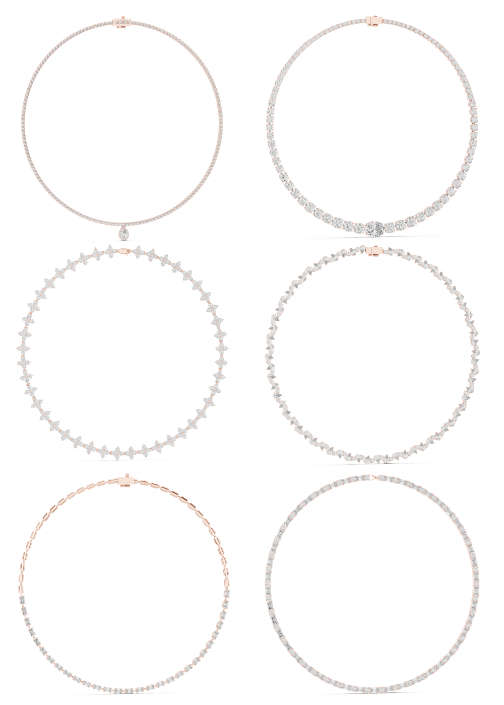 Diamond Tennis & Statement Necklace CAD Files – 21 Design Collection | 3DM & STL Download