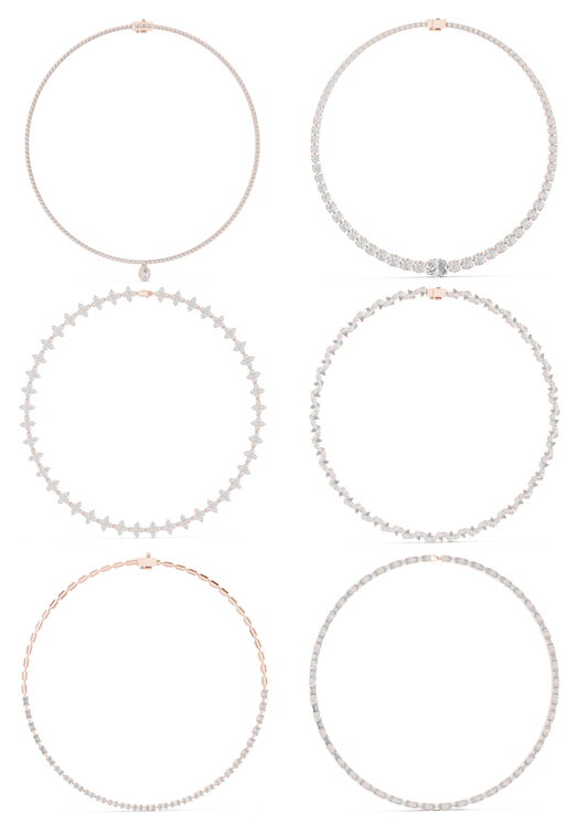 Diamond Tennis & Statement Necklace CAD Files – 21 Design Collection | 3DM & STL Download
