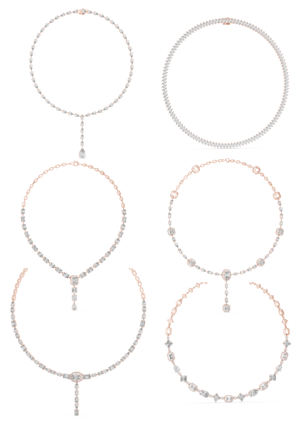Diamond Tennis & Statement Necklace CAD Files – 21 Design Collection | 3DM & STL Download