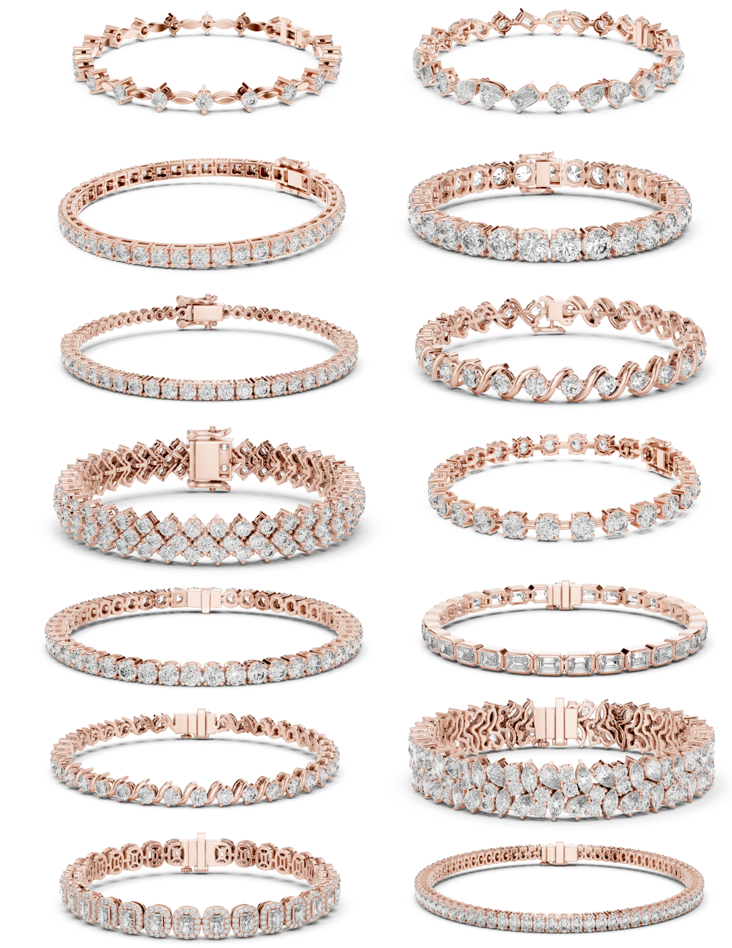 Diamond Tennis & Link Bracelet CAD Files – 15 Design Mega Collection | 3DM & STL Download