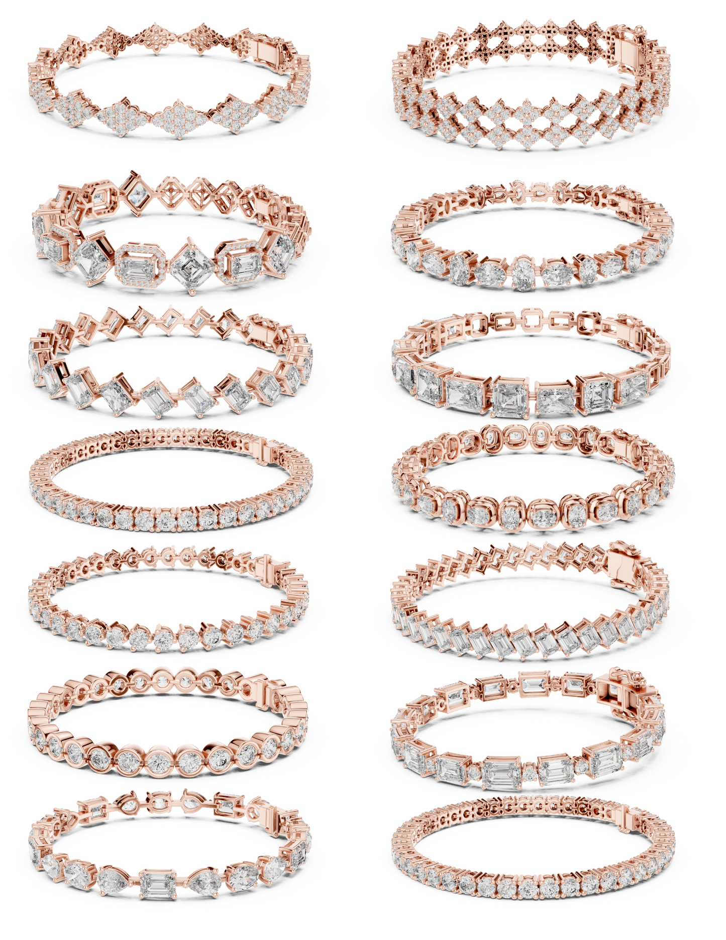Diamond Tennis & Flexible Link Bracelet CAD Files – 14 Design Mega Collection | 3DM & STL Download