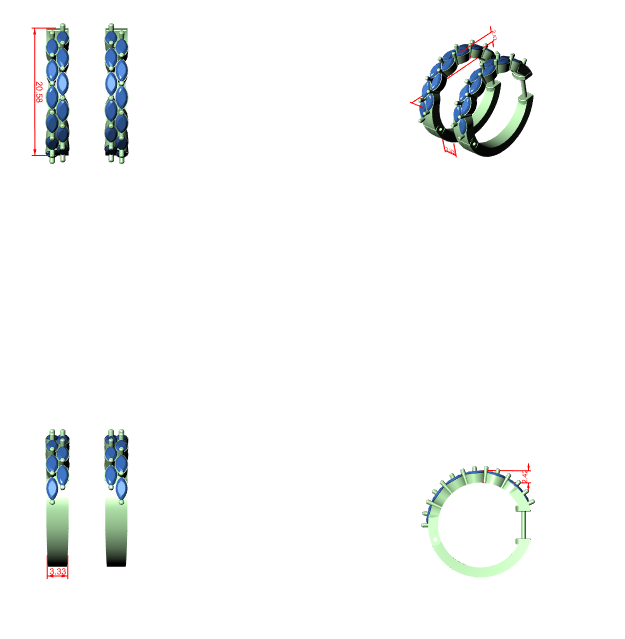 Diamond Hoop & Huggie Earrings CAD Files – 23 Design Mega Collection | 3DM & STL Download
