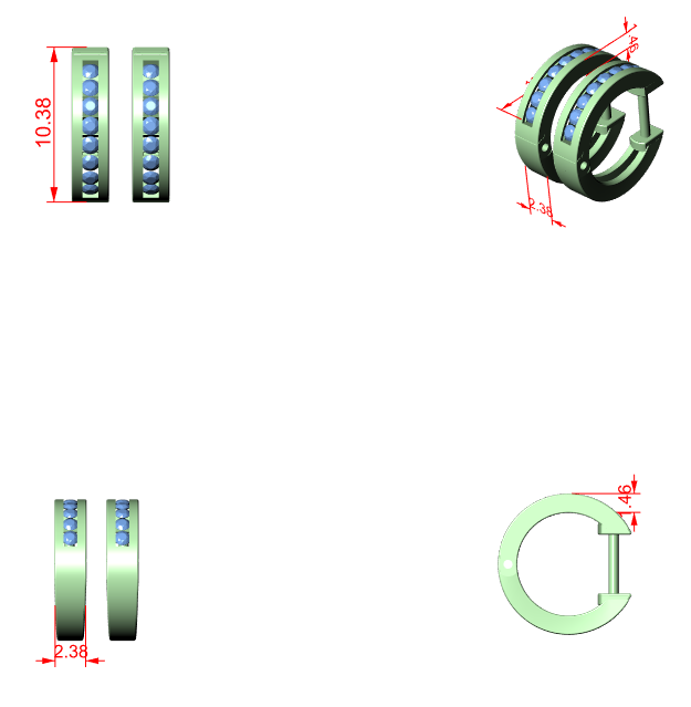 Diamond Hoop & Huggie Earrings CAD Files – 23 Design Mega Collection | 3DM & STL Download