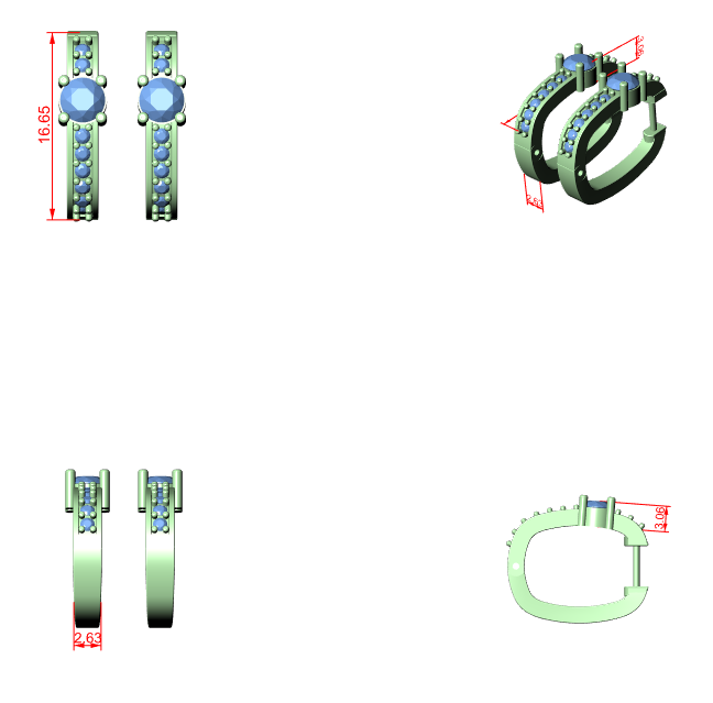 Diamond Hoop & Huggie Earrings CAD Files – 23 Design Mega Collection | 3DM & STL Download