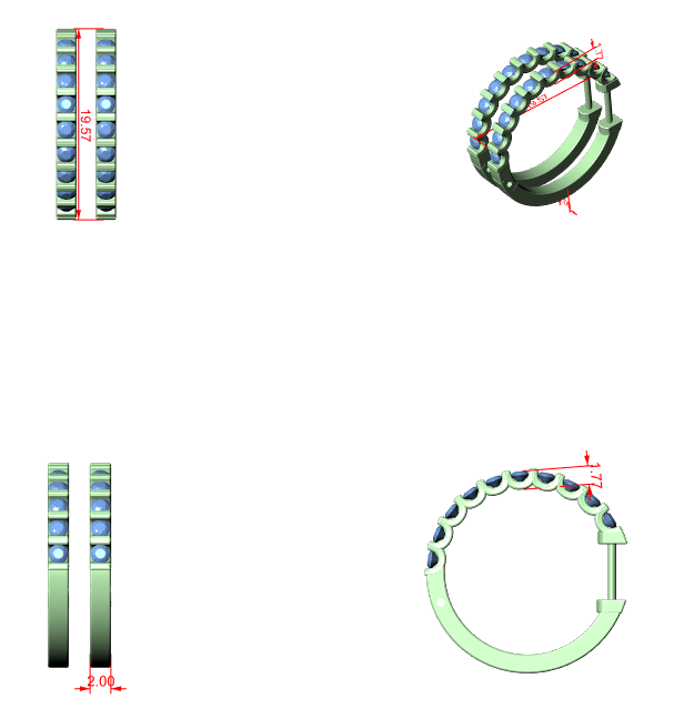 Diamond Hoop & Huggie Earrings CAD Files – 23 Design Mega Collection | 3DM & STL Download