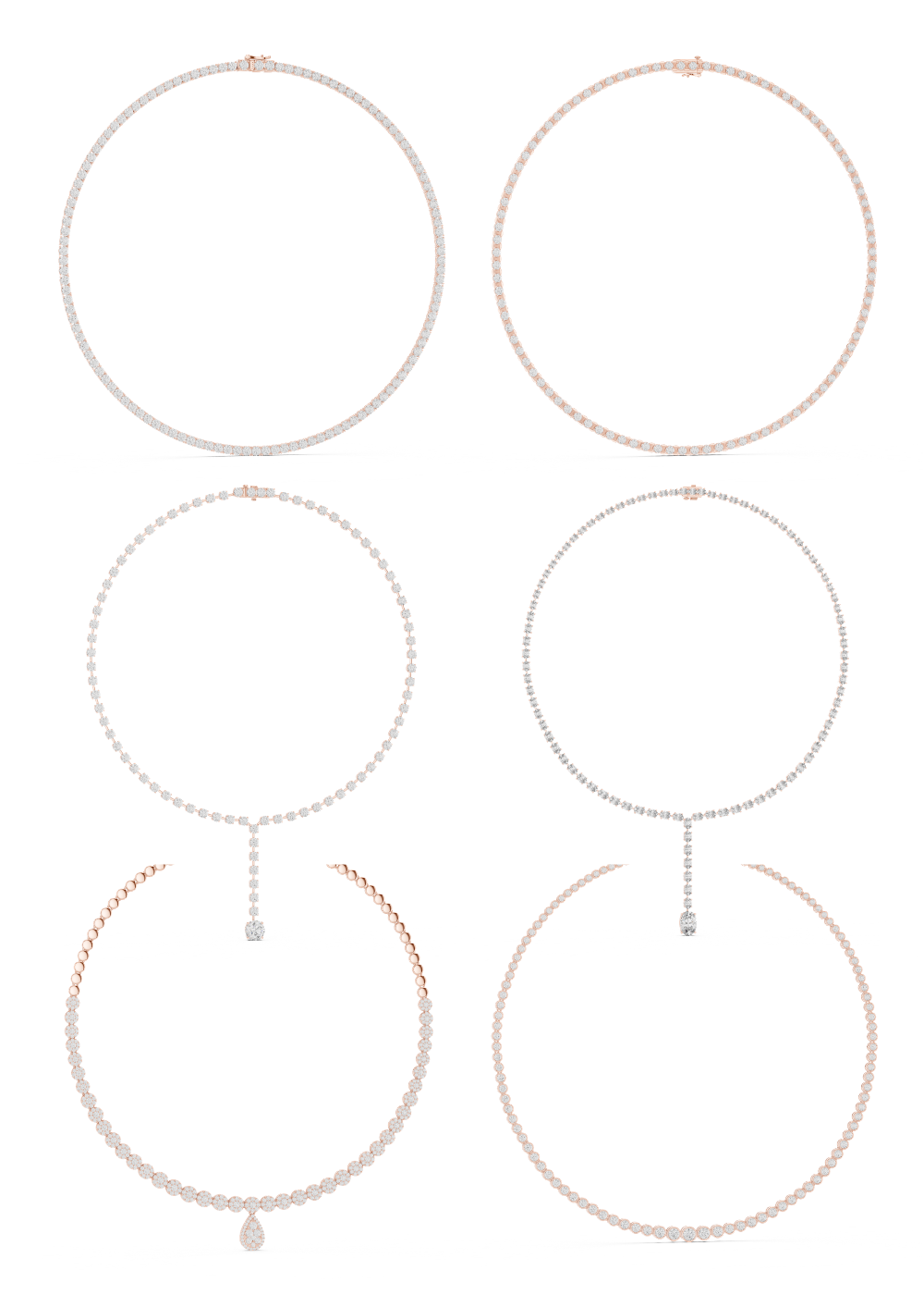Diamond Tennis & Statement Necklace CAD Files – 21 Design Collection | 3DM & STL Download
