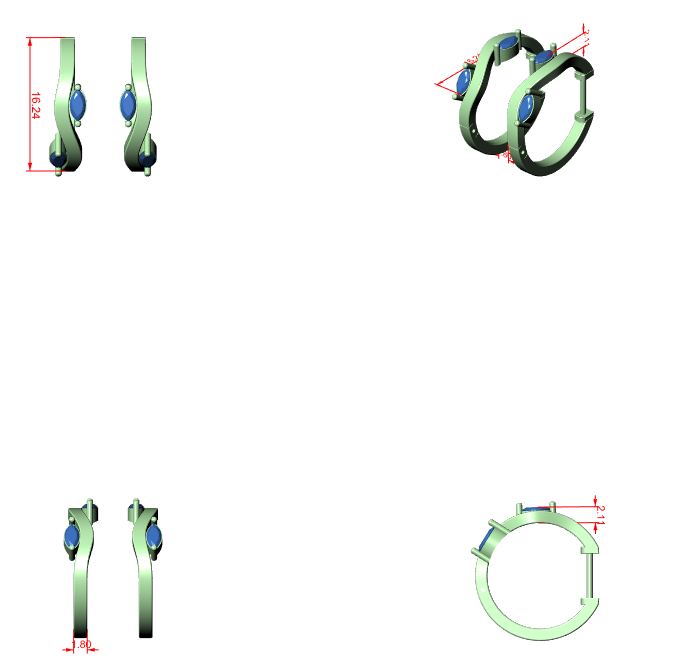 Diamond Hoop & Huggie Earrings CAD Files – 23 Design Mega Collection | 3DM & STL Download