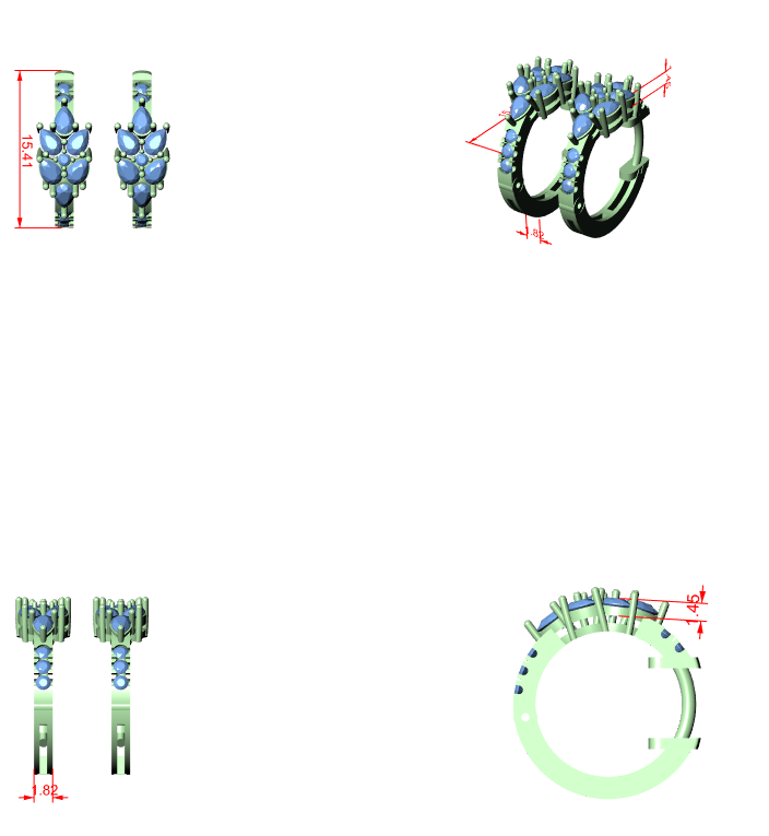 Diamond Hoop & Huggie Earrings CAD Files – 23 Design Mega Collection | 3DM & STL Download