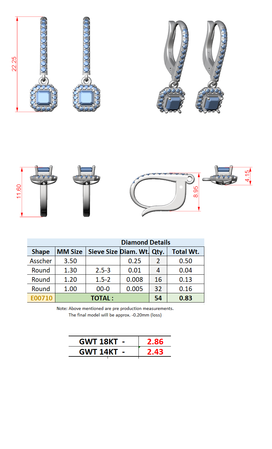 Halo Drop Earrings CAD Files – 7 Shape Collection | 3DM & STL Download