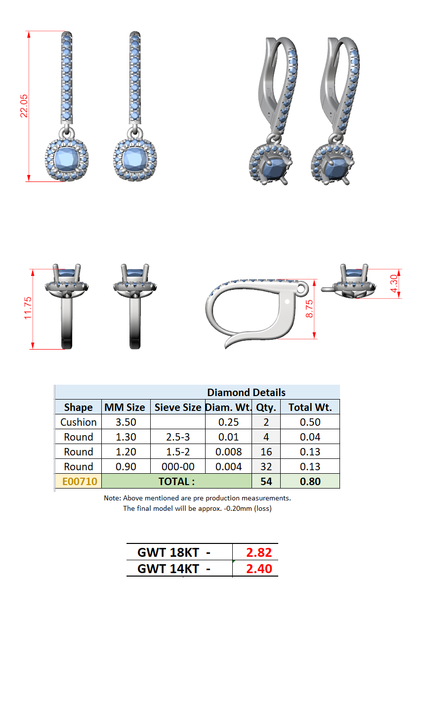 Halo Drop Earrings CAD Files – 7 Shape Collection | 3DM & STL Download
