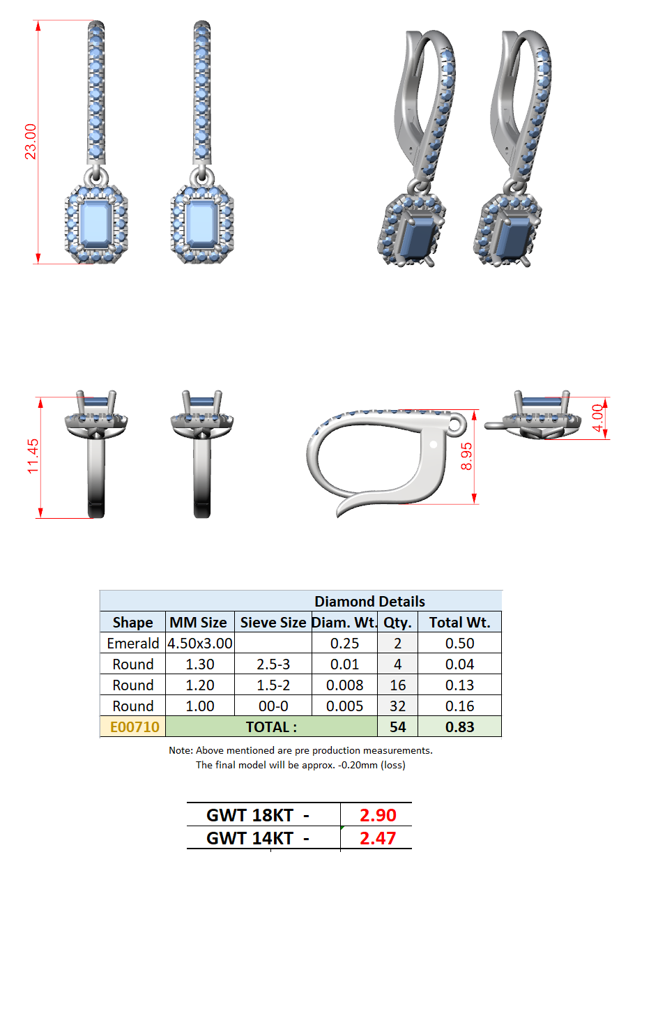 Halo Drop Earrings CAD Files – 7 Shape Collection | 3DM & STL Download