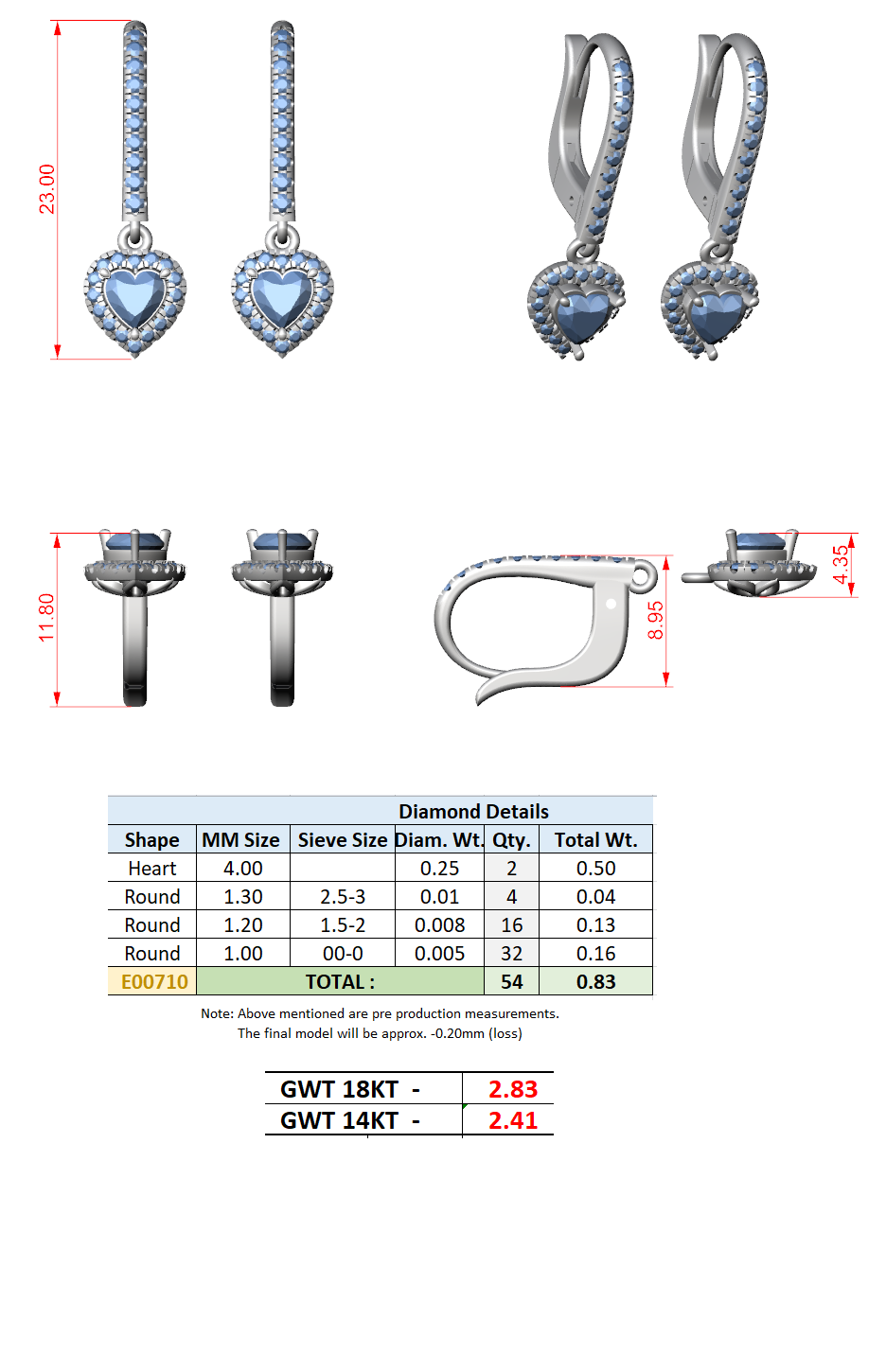 Halo Drop Earrings CAD Files – 7 Shape Collection | 3DM & STL Download