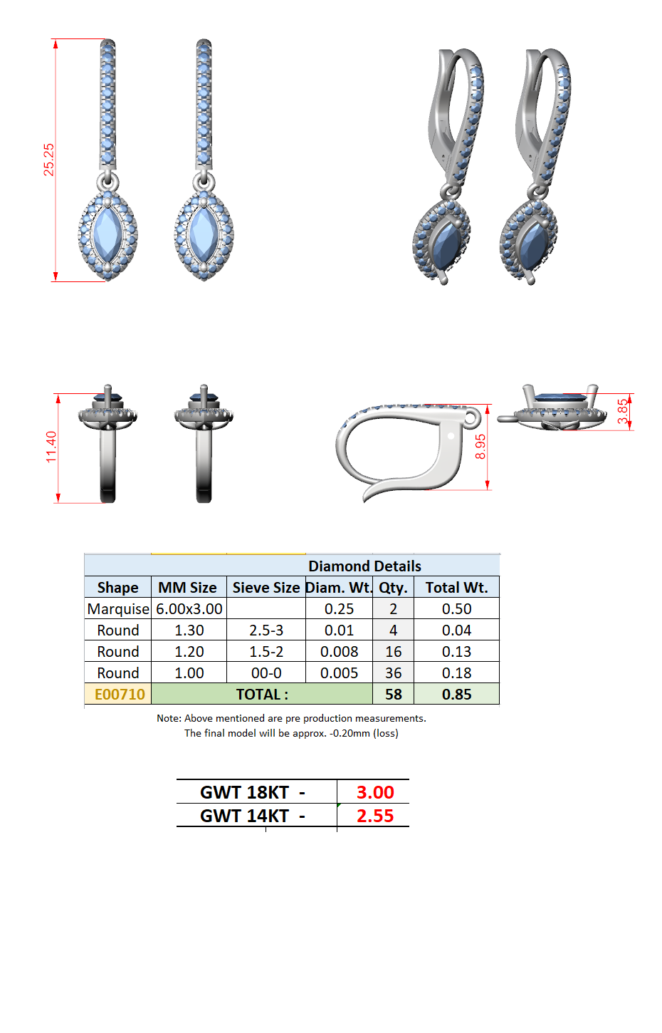 Halo Drop Earrings CAD Files – 7 Shape Collection | 3DM & STL Download