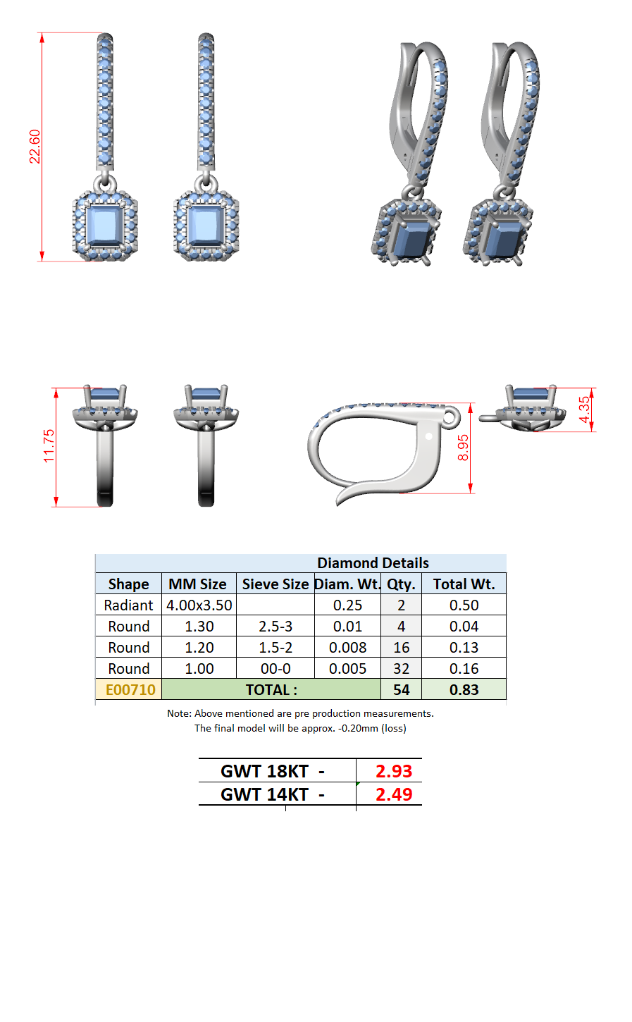 Halo Drop Earrings CAD Files – 7 Shape Collection | 3DM & STL Download