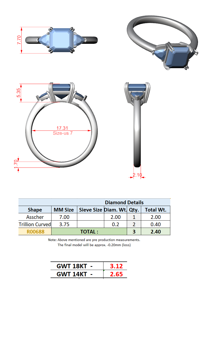 Trilogy Ring CAD Files – 8 Diamond Shape Collection | 3DM & STL Download"