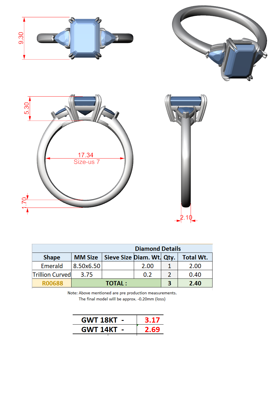 Trilogy Ring CAD Files – 8 Diamond Shape Collection | 3DM & STL Download"