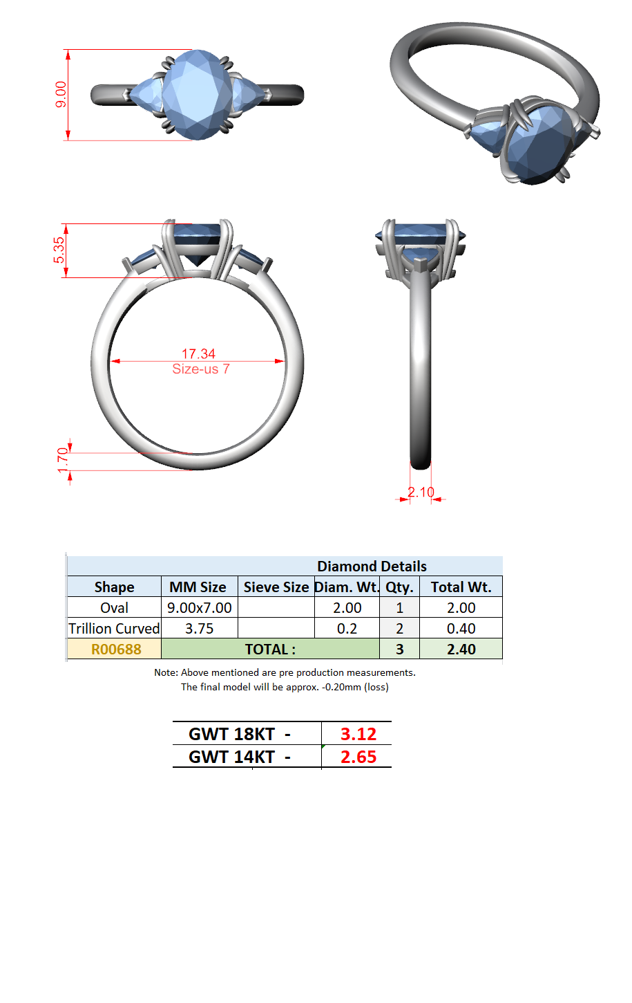 Trilogy Ring CAD Files – 8 Diamond Shape Collection | 3DM & STL Download"