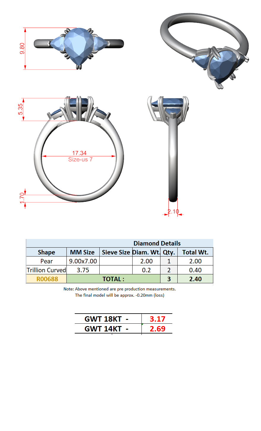 Trilogy Ring CAD Files – 8 Diamond Shape Collection | 3DM & STL Download"