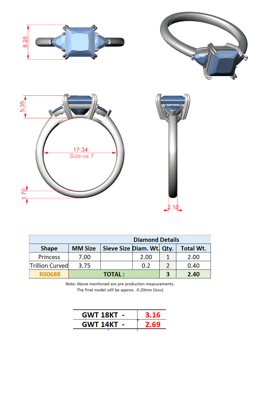 Trilogy Ring CAD Files – 8 Diamond Shape Collection | 3DM & STL Download"