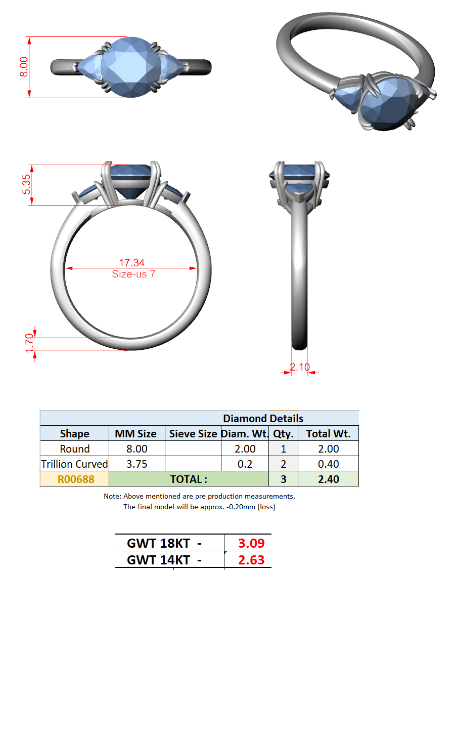 Trilogy Ring CAD Files – 8 Diamond Shape Collection | 3DM & STL Download"