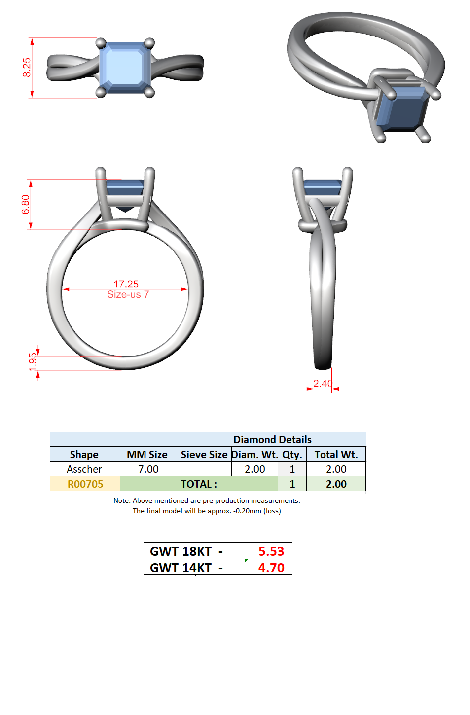 Twist Band Solitaire Ring CAD Files – 6 Diamond Shape Collection | 3DM & STL Download