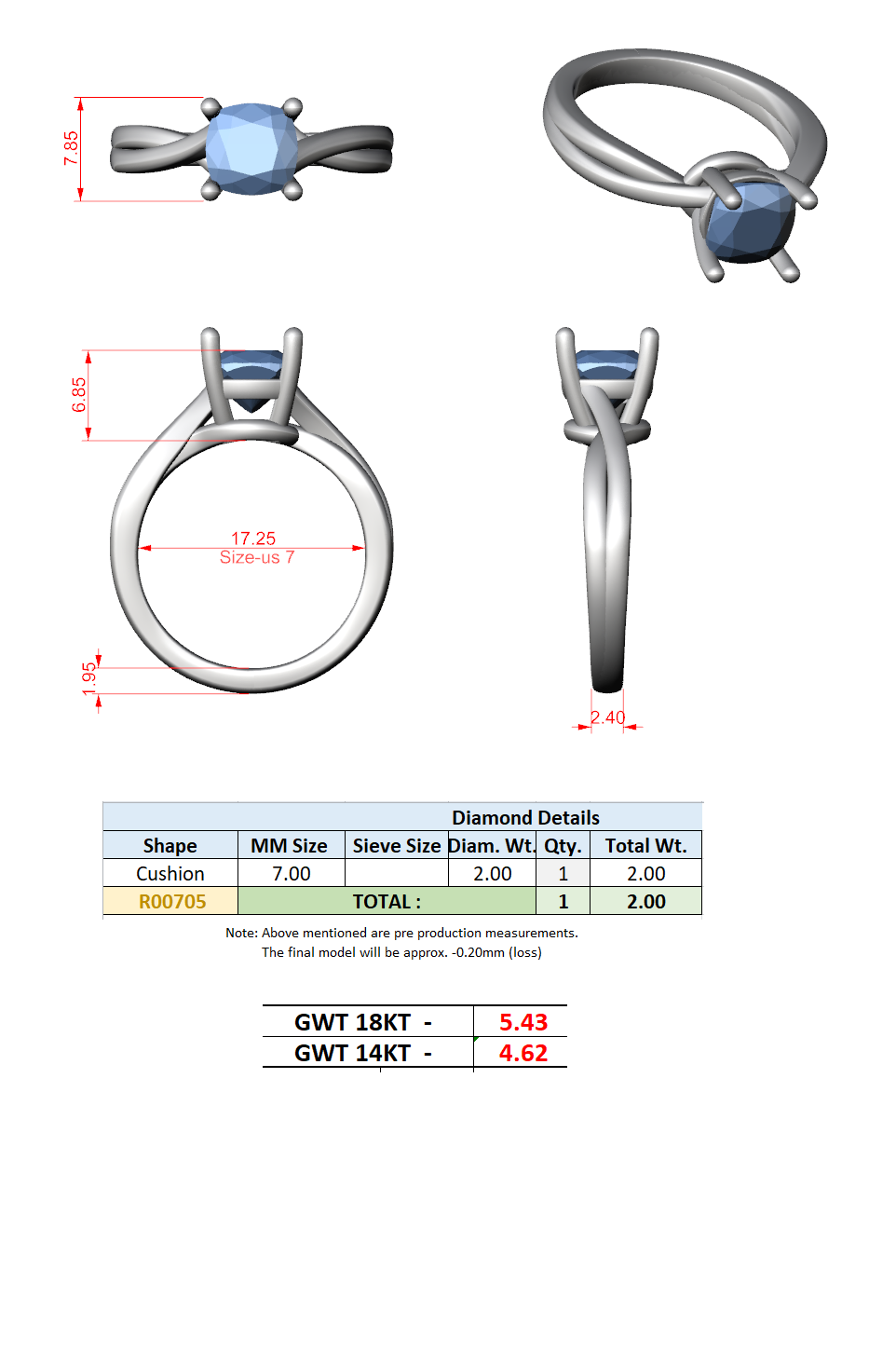 Twist Band Solitaire Ring CAD Files – 6 Diamond Shape Collection | 3DM & STL Download