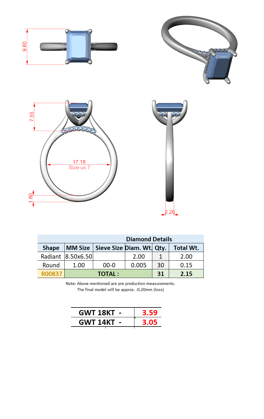 Hidden Halo Split Shank Ring CAD Files – 8 Shape Collection | 3DM & STL Download